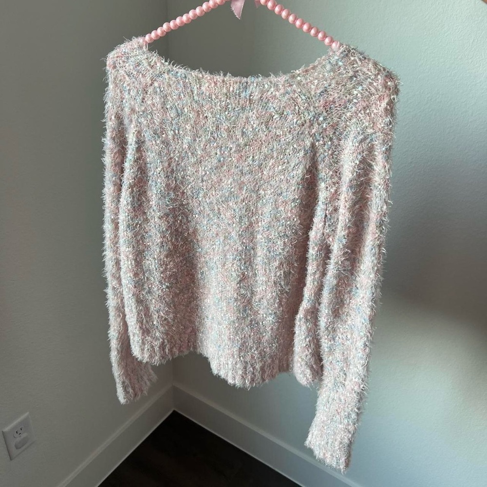 Pink Fuzzy knit sweater